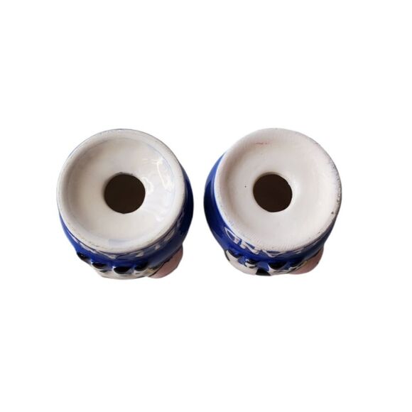 Painted 3D Cow 2" Ceramic Blue Salt Pepper Shaker Granny Core Cottage Core - Picture 7 of 9